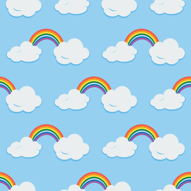无缝图案与彩虹和云彩。图片下载