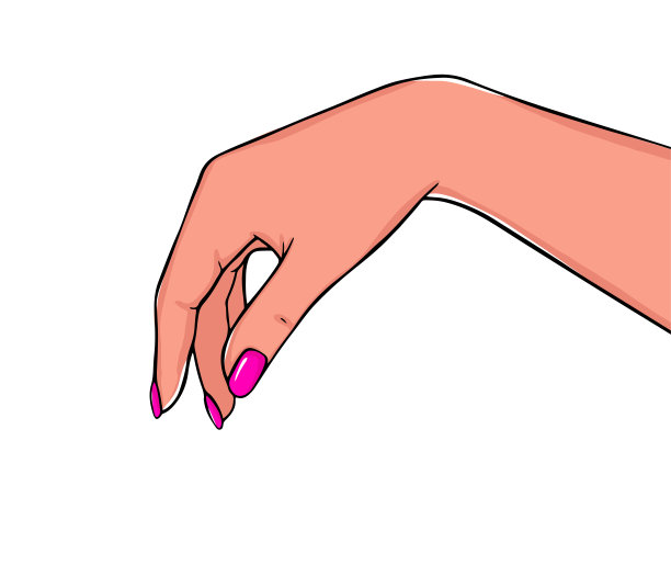 矢量漂亮女人的手，粉红色的指甲。时尚时尚的女性美甲。美容院设计图片下载