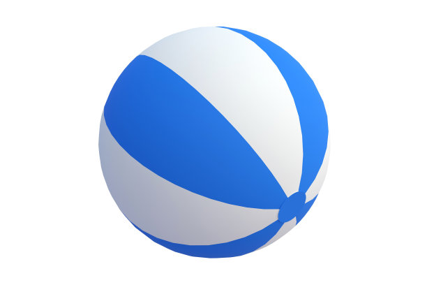 条纹充气沙滩球孤立在白色背景。三维渲染图片下载