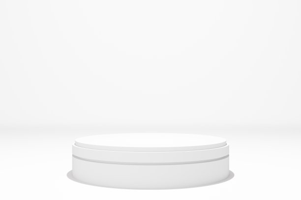 白色的圆形舞台平台在白色背景上展示产品，3d渲染。图片下载