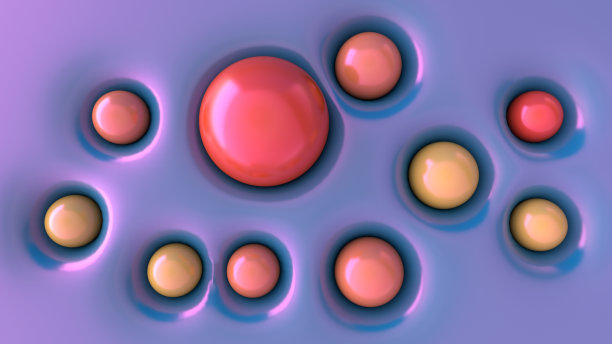 3 d渲染。不同颜色和大小的球体的抽象图片下载