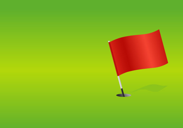 在一个高尔夫球场上的一个杯子和旗杆的背景插图。图片下载