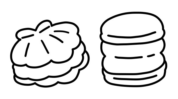 广受欢迎的马卡龙顿卡龙线画图标贝壳马卡龙集韩国糖果图片下载