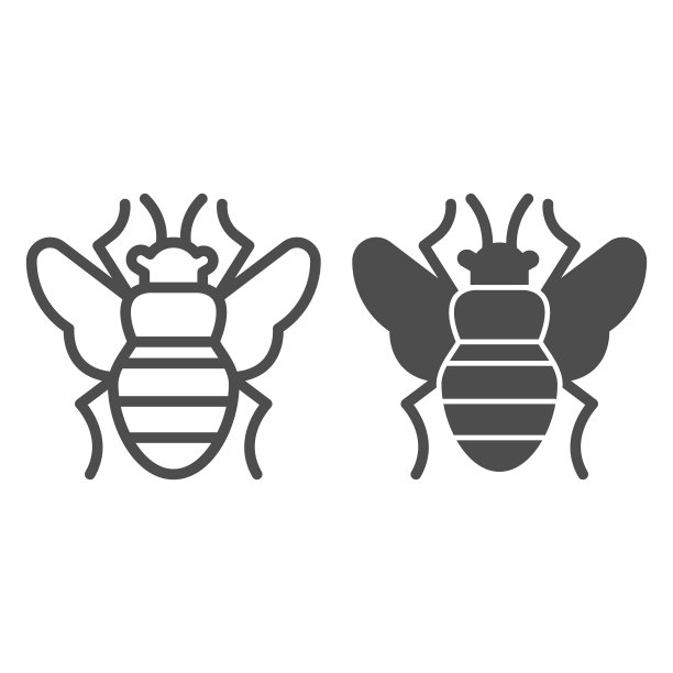 蝇线和固体图标，害虫控制概念，跳蚤标志在白色背景，吸血寄生虫图标轮廓风格的移动概念和网页设计。矢量图形。图片下载