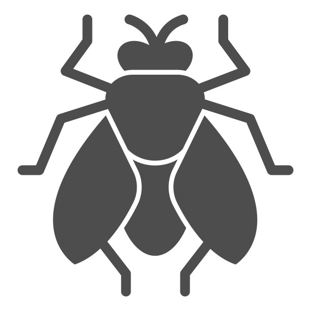 苍蝇固体图标，害虫控制概念，昆虫标志在白色背景，苍蝇剪影图标在移动概念和网页设计的象形风格。矢量图形。图片下载