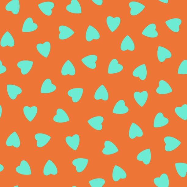 简单的心形无缝图案，无尽的混沌纹理做成微小的心形剪影。情人节,母亲节的背景。适合复活节，婚礼，剪贴簿，礼物包装纸，纺织品。Azure上橙色图片下载