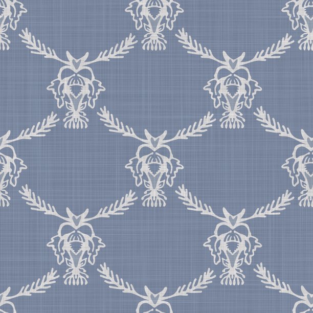 无缝法国农家织锦亚麻图案。普罗旺斯蓝白交织纹理。寒酸别致的布艺背景装饰风格。纺织农家全印图片下载