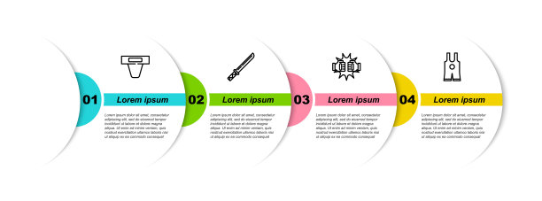 设置线腹股沟防护，日本武士刀，拳击手套和摔跤背心。业务信息模板。向量图片下载