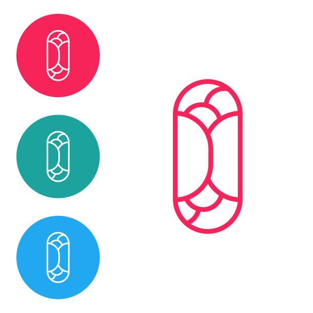 红色线玉米煎饼图标孤立在白色背景。传统的墨西哥快餐。在圆形按钮中设置图标。向量图片下载