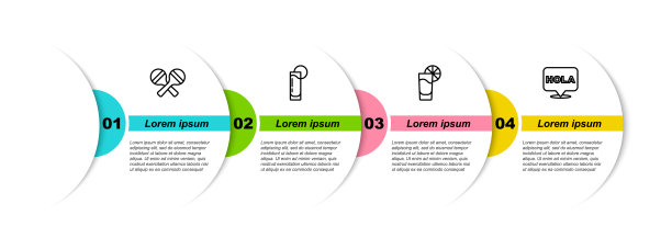 设置沙球，龙舌兰杯与柠檬，和Hola。业务信息模板。向量图片下载