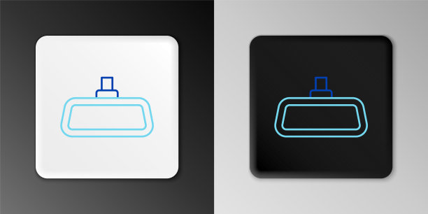 线汽车镜像图标孤立在灰色背景。色彩斑斓的轮廓的概念。向量图片下载