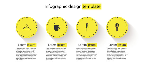设置衣架衣柜，桑拿手套，梳子和。业务信息模板。向量图片下载
