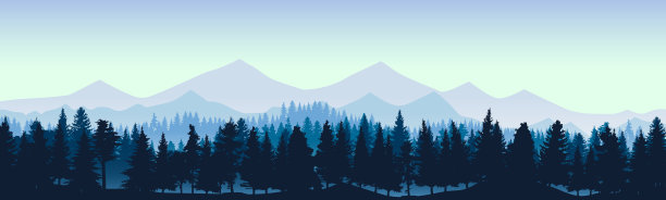 矢状水平针叶林与山图片下载