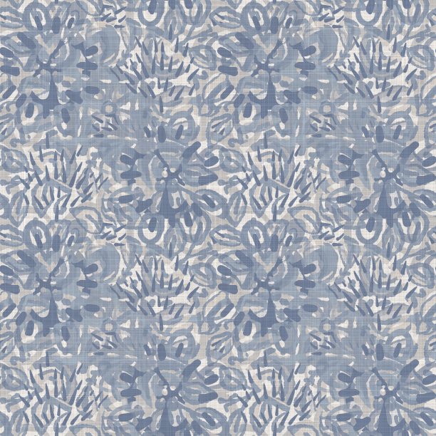 无缝法国农家亚麻印花花缎背景。普罗旺斯蓝灰色亚麻花纹纹理。破旧别致的编织风格模糊的背景。纺织农家全印图片下载
