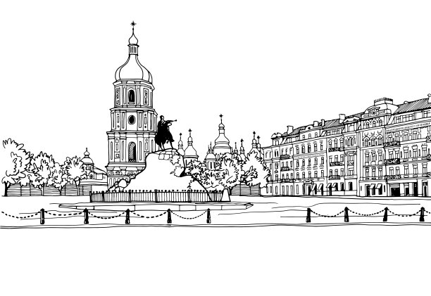 美丽的城市风景，老基辅，乌克兰图片下载