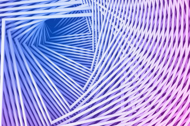 抽象的三维最小粉彩粉和蓝色纹理从一套直线方形边缘的螺旋台阶。三维演示图片下载