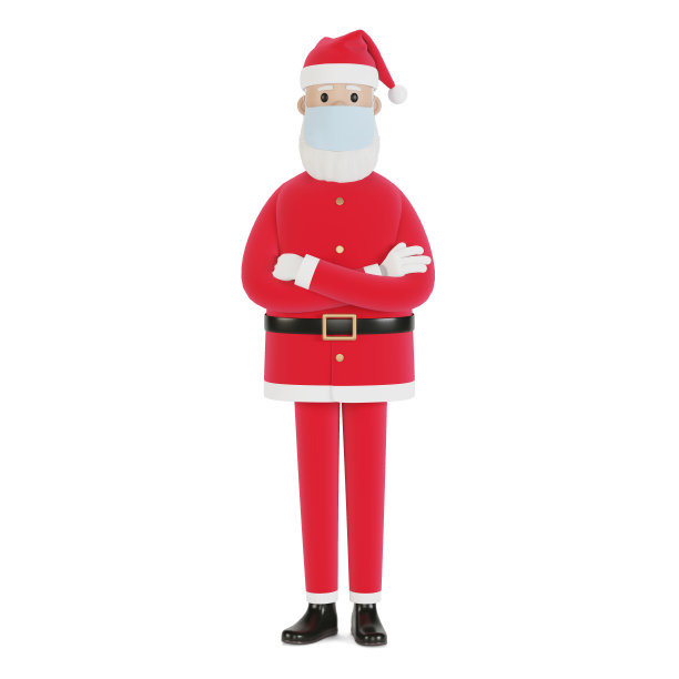 戴面具的圣诞老人。用于圣诞卡、横幅和标签。3D插图卡通风格。图片下载