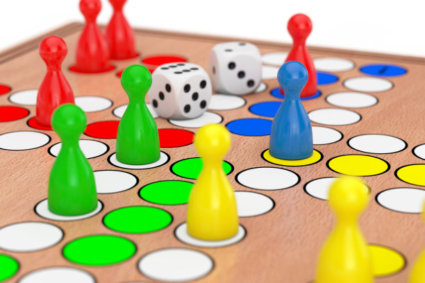 家庭Ludo桌木桌游戏特写。3d渲染图片下载