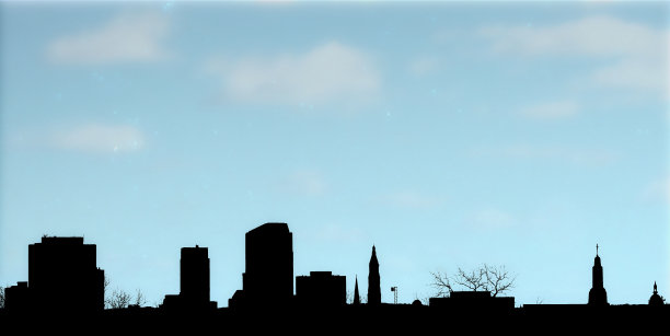 城市剪影和满天繁星图片下载