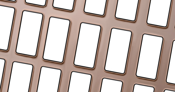 俯视图模型智能手机孤立在白色上的棕色背景。图片下载