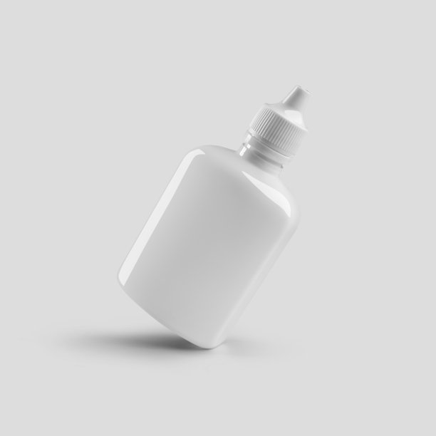 塑料光滑瓶模板与鼻子，眼睛，耳朵滴药，容器与盖子隔离的背景。图片下载