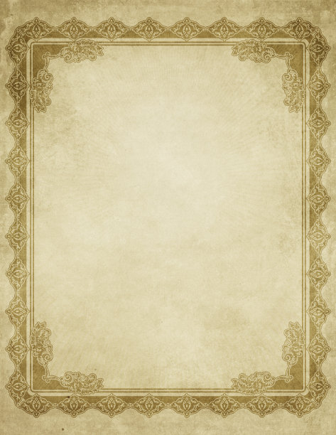 旧的肮脏的纸背景与装饰边界。图片下载