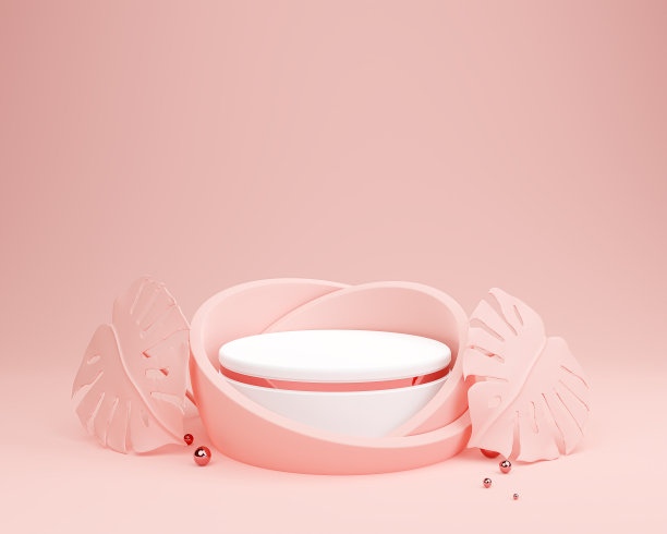 抽象粉色粉彩裙台展示背景化妆品展示。图片下载