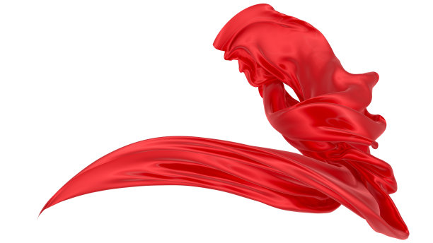 漂亮的红色波浪丝或缎子织物。3 d渲染图像。图片下载