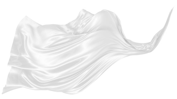 美丽流畅的白色波浪丝或缎子织物。3 d渲染图像。图片下载