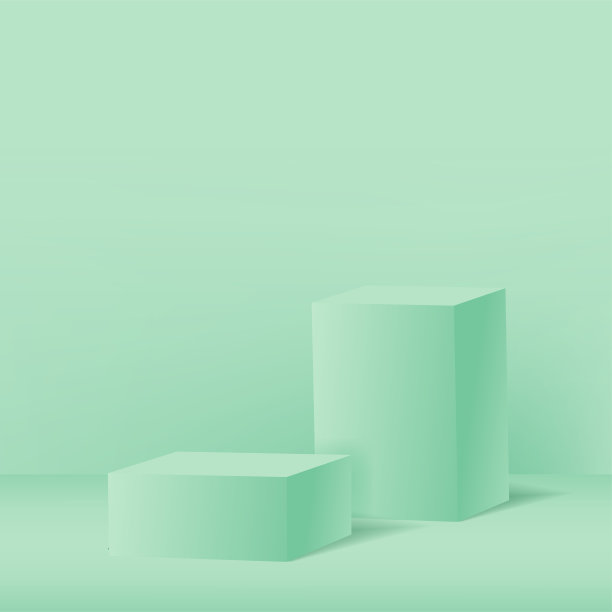 抽象背景与绿色几何3d讲台。矢量图图片下载
