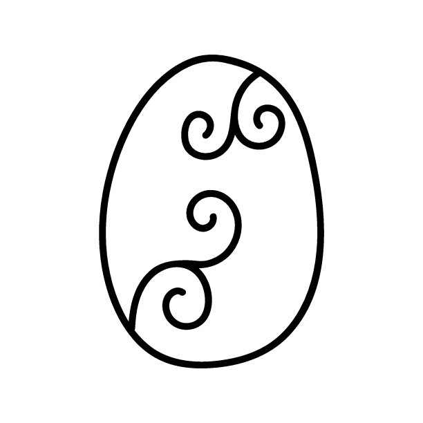 一个复活节彩蛋与黑色小插图，滚动，花哨的装饰在白色的背景。简单的春节象征图片下载