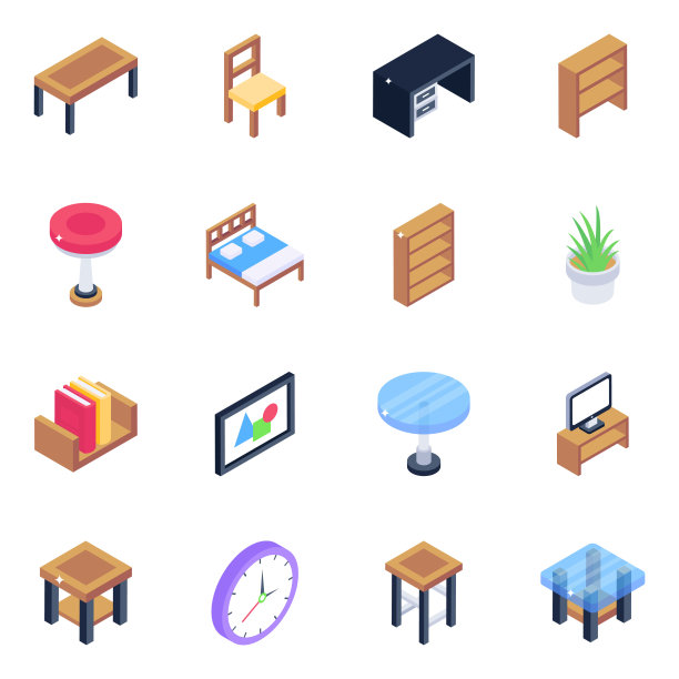 包内部等距图标图片下载