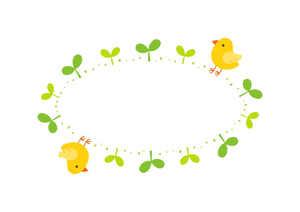 白色背景上椭圆形框架孤立的可爱小鸡豆芽。图片下载