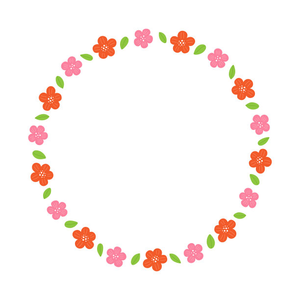 杜鹃花圆形框架模板上的白色背景。图片下载