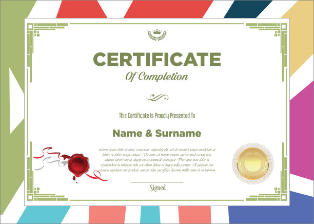 证书或文凭复古复古设计模板图片下载