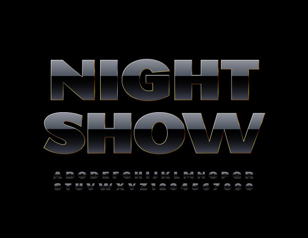 矢量娱乐海报夜秀。豪华字母和数字集图片下载
