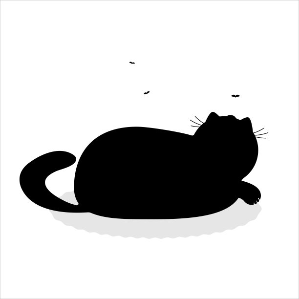 猫躺在地毯上看蚊子。图片下载