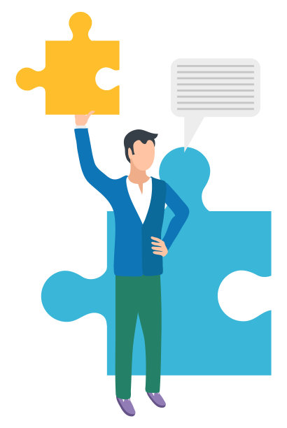 商人与拼图和盒子泡沫图片下载