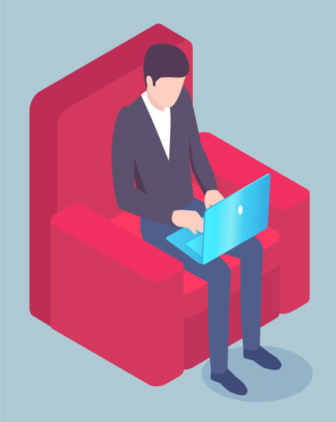 自由职业者或商人与笔记本电脑在扶手椅图片下载