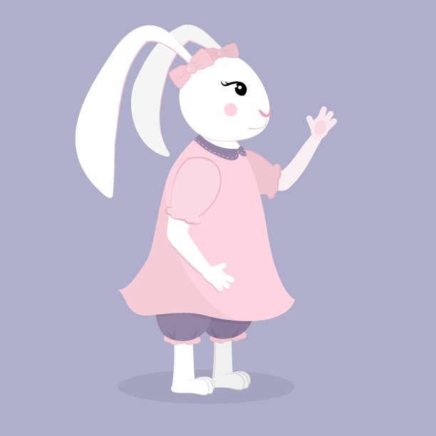 插图一个可爱的兔子女孩穿着粉红色的裙子图片下载