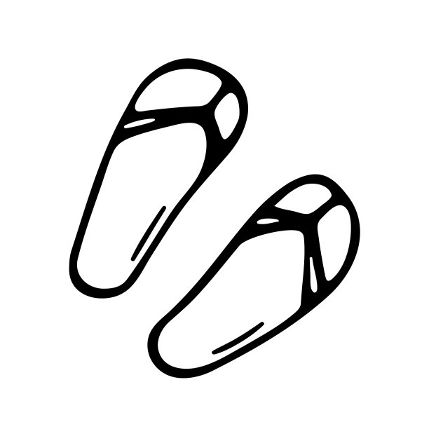 涂鸦人字拖图标。手绘沙滩拖鞋。夏天的鞋子。暑假涂鸦。在白色背景上孤立的黑色轮廓。程式化的简单矢量股票插图。图片下载