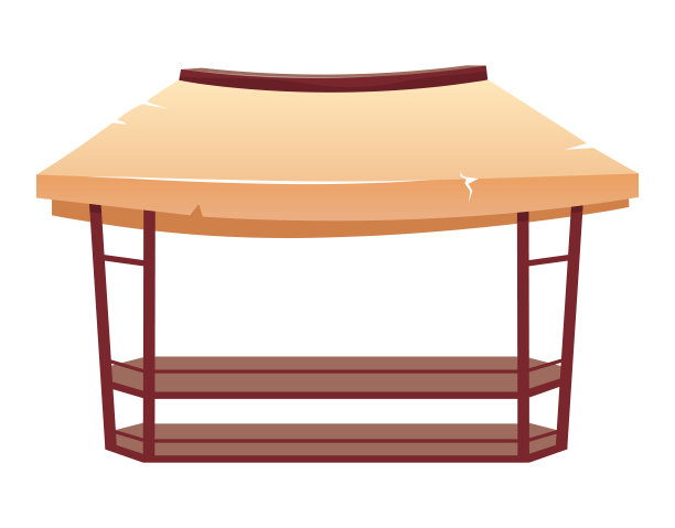 户外街道市场遮阳篷卡通矢量插图。空旷的夏季集市摊位，柜台平彩色物体。空白集市、露天市场帐篷、带桌子的天篷、隔离在白色上的商业设备图片下载