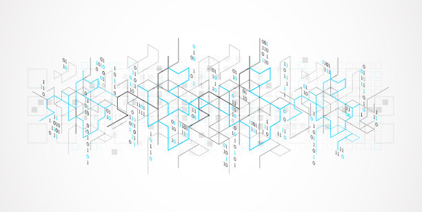 矢量插图。数字二进制技术及工程背景。图片下载