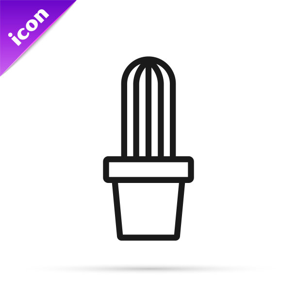 黑线仙人掌仙人掌仙人掌在锅图标孤立在白色背景。盆栽植物。盆栽植物标志。向量图片下载