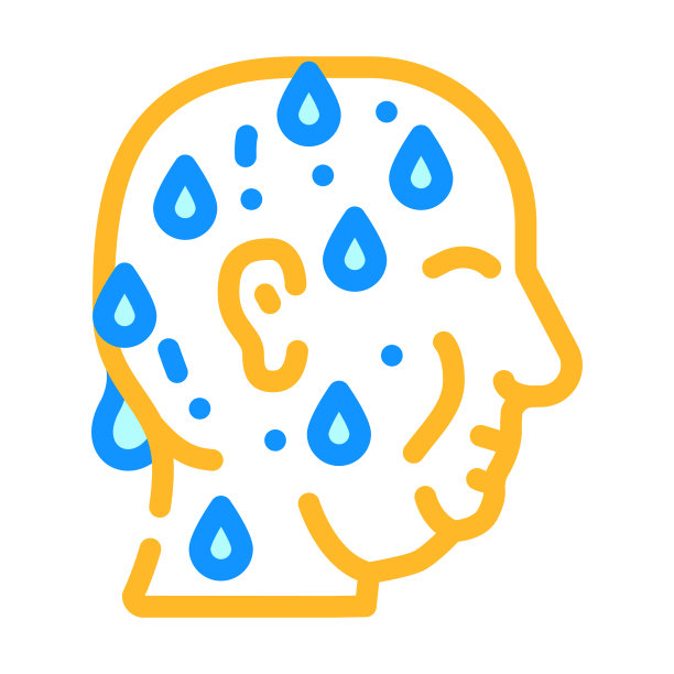 过度出汗彩色图标矢量插图平面图片下载