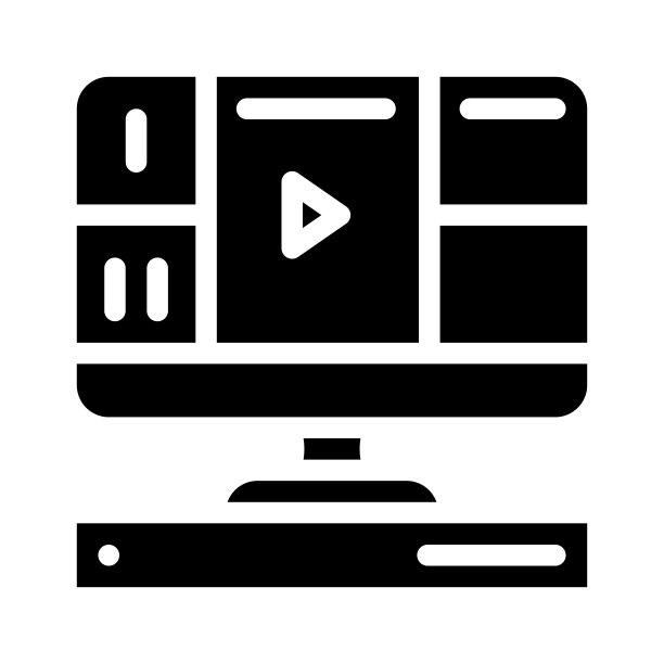 录像机的视频监控字形图标矢量插图图片下载