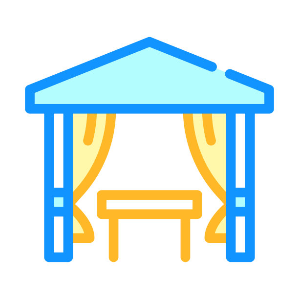 帐篷与餐桌吃颜色图标矢量插图图片下载