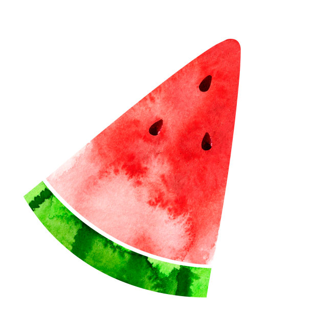 西瓜片水彩插图孤立的白色背景图片下载