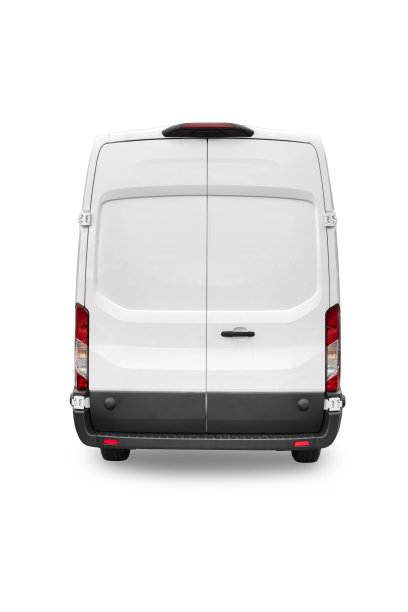 白色货车后视图，带剪切路径，在白色背景上隔离图片下载