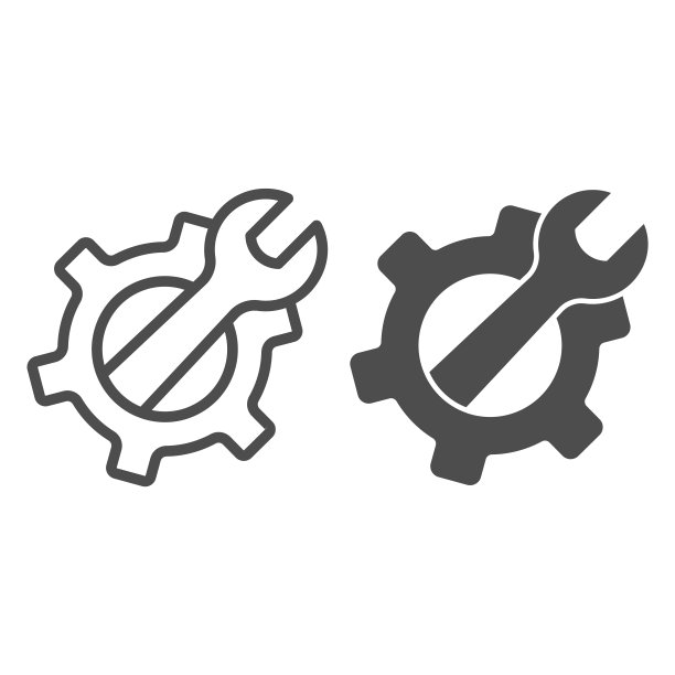 齿轮扳手线性图标：劳动节概念，白色背景上的维修工具标志，移动概念和网页设计的轮廓样式机械和可调节扳手图标矢量图形图片下载